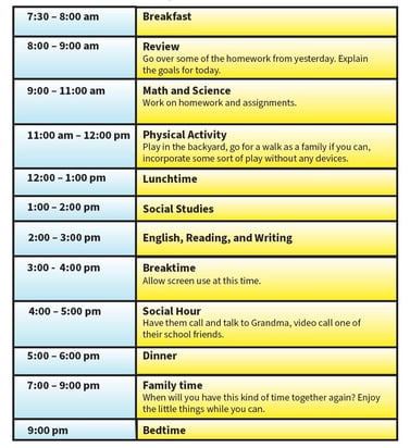 student summer schedule