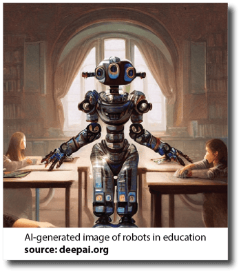 AI generated image of robots in education