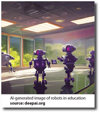 AI generated image of robots in education